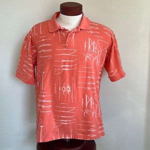 Columbia PFG Fishing Knots SS Orange Polo Size L